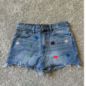 Lucky Brand Blue Jean Shorts with Colorful Embroidery
